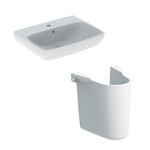 Umywalka Selnova Square B60 cm, H18 cm, T46 cm, z przelewem, z otworem na baterię Półpostument Selnova B27.5 cm, H32.5 cm, T28.5 cm